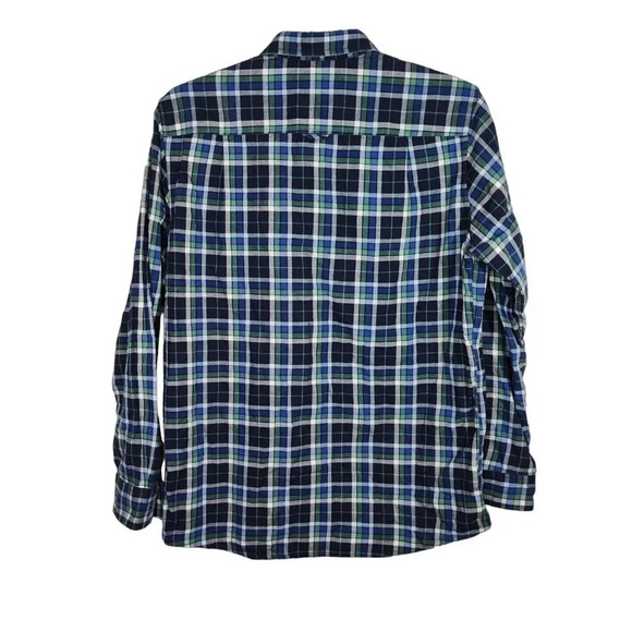 Club Room Plaid Check Blue Green Button Down Shirt Men Size L Lined Long Sleeve - Picture 6 of 10